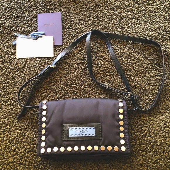 Prada Etiquette Flap Bag Studded Tessuto Mini - Picture 6 of 8